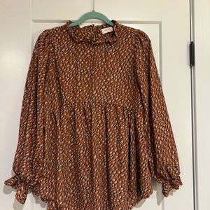 Elegant Rust Patterned Blouse